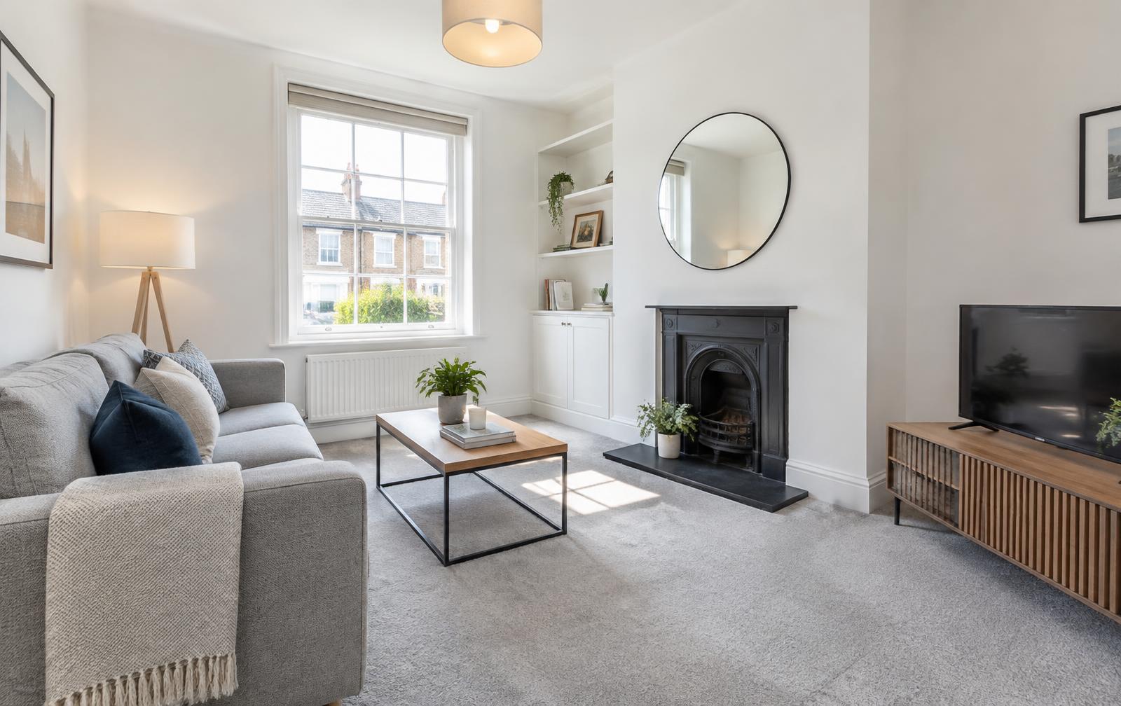 Spotless living room after a professional clean in St Leonards-on-Sea